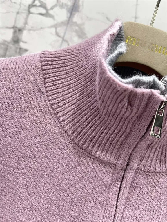 Miu Miu Double Knit Turtleneck Sweater Pink